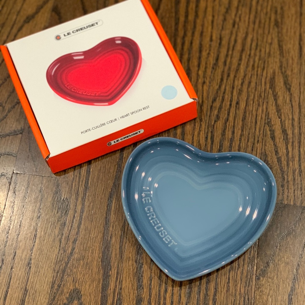 New Le Creuset Chambray Blue Heart Shaped Spoon Rest 13cm